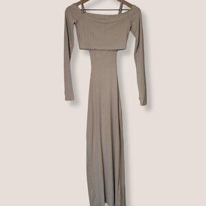 SHEIN Women's Tan Back Cutout Maxi Dress with Matching Top